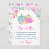 Pastel Pumpkins Floral Birthday Party Dankeskarte (Vorne/Hinten)