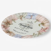 Pastel Pumpkins Gender Neutral Baby Dusche Pappteller (Schrägansicht)