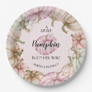Pastel Pumpkins Girl Babydusche Pink Papierplatte Pappteller