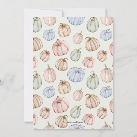 Pastel Pumpkins Green Baby Dusche Einladung (Rückseite)