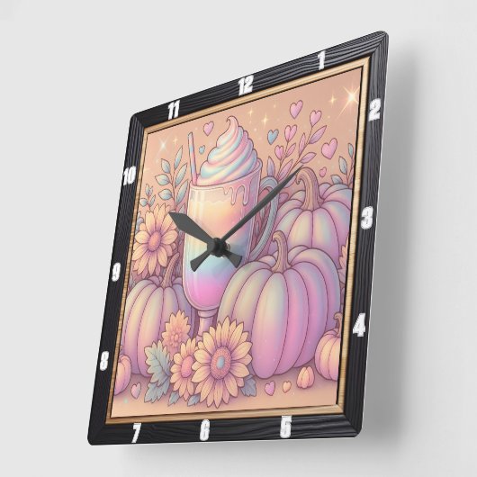 Pastel Pumpkins Rainbow Drink Quadratische Wanduhr (Winkel)
