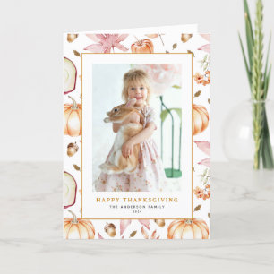 Pastel Pumpkins und Äpfel Erntedank Foto Feiertagskarte