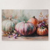 Pastel Pumpkins Wasserfarbe, Herbst Ernte Kunst Puzzle (Horizontal)