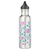Pastel Purple Flowers Muster Monogram Trinkflasche (Links)