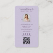 Pastel Purple Gingham Bakery Vertical QR Photo Visitenkarte (Rückseite)
