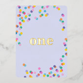 Pastel Purple Girl First Birthday Confetti Gold Folieneinladung (Vorderseite)