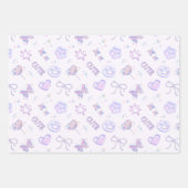 Pastel Purple Pink Y2K Aesthetic Kitsch Pattern Geschenkpapier Set (Vorderseite)