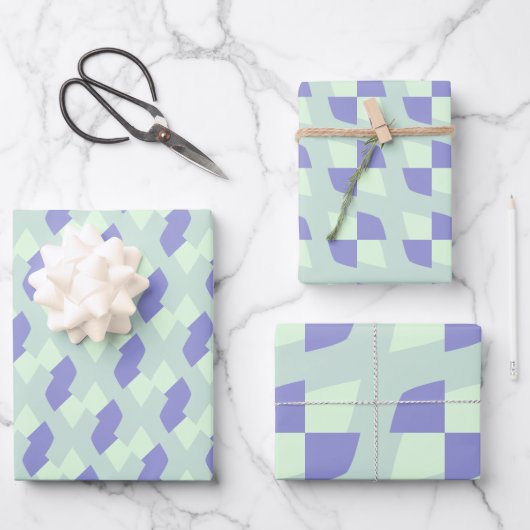 Pastel Purpliana 4 Muster Geschenkpapier Set (Vorderseite)