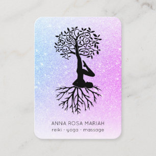 *~* Pastel QR Menschenbaum Yoga Frau Visitenkarte