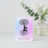 *~* Pastel QR Menschenbaum Yoga Frau Visitenkarte (Stehend Vorderseite)