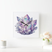 Pastel Quartz-Cluster Quadratische Wanduhr (Zuhause)