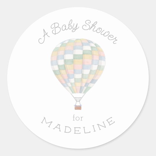 Pastel Quilt Hot Air Ballon Babydusche Runder Aufkleber (Vorderseite)