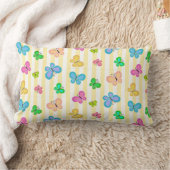 Pastel Quilty Butterflies on Yellow White Stripe Lendenkissen (Decke)