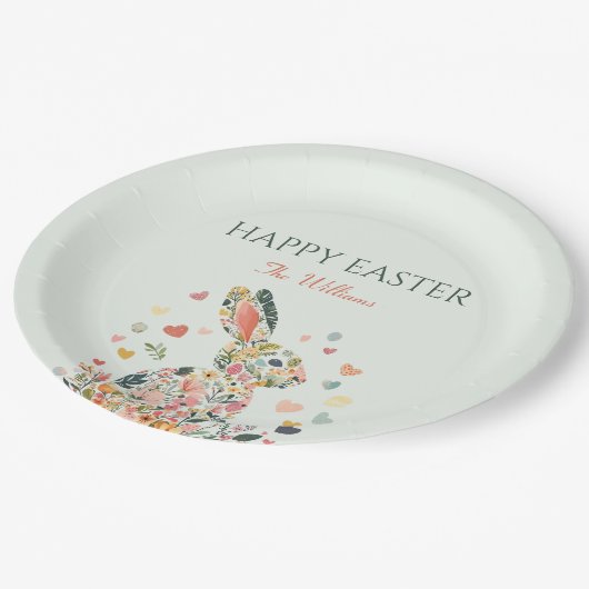 Pastel Rabbit OsterParty Pappteller (Schrägansicht)