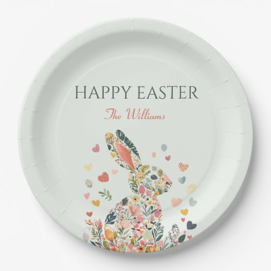 Pastel Rabbit OsterParty Pappteller (Vorderseite)