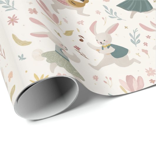 Pastel Rabbits Pattern | Easter Wrapping Paper Geschenkpapier (Rolleneckpunkt)