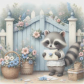 Pastel Raccoon Letter Garden Aufkleber (Vorderseite)