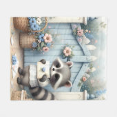 Pastel Raccoon Letter Garden Fleecedecke (Vorderseite (Horizontal))