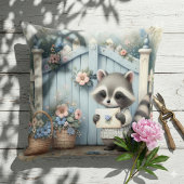 Pastel Raccoon Letter Garden Kissen