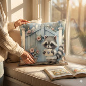 Pastel Raccoon Letter Garden Kissen