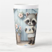 Pastel Raccoon Letter Garden Milchtasse (Vorderseite)