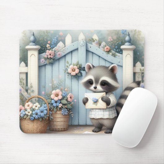Pastel Raccoon Letter Garden Mousepad (Mit Mouse)
