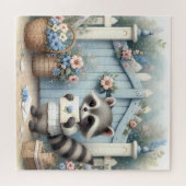Pastel Raccoon Letter Garden Puzzle (Horizontal)