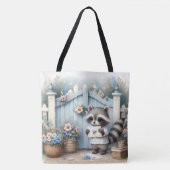 Pastel Raccoon Letter Garden Tasche (Vorderseite)