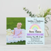 Pastel Rainbow 1. Geburtstag Einladung (Stehend Vorderseite)