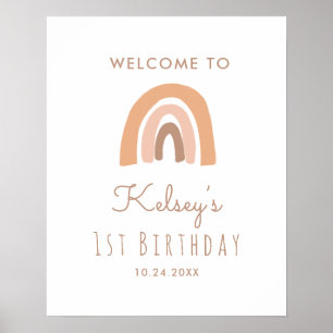 Pastel Rainbow 1. Geburtstag Party Willkommenspend Poster