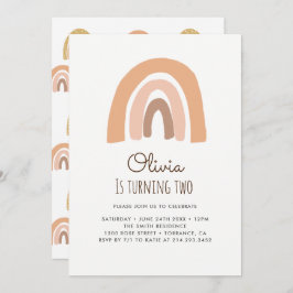 Pastel Rainbow 2. Geburtstag Einladungskarten