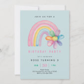 Pastel Rainbow 3. Geburtstag Party Einladung (Vorderseite)