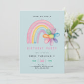 Pastel Rainbow 3. Geburtstag Party Einladung (Stehend Vorderseite)