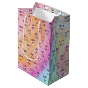 Pastel Rainbow 55. Geburtstag Mittlere Geschenktas Geschenktüte