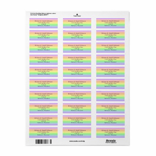 Pastel Rainbow Address Labels (Vorne)