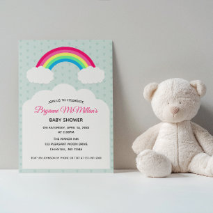 Pastel Rainbow and Clouds Babydusche Einladung
