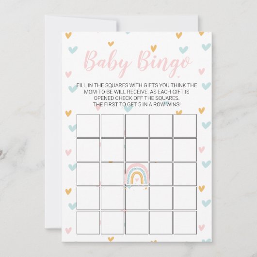 Pastel Rainbow and Hearts Baby Showcard Einladung (Vorderseite)