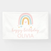 Pastel Rainbow and Hearts Birthday Banner (Horizontal)