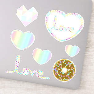 Pastel Rainbow Ästhetische Liebe Herzdesigns Aufkleber