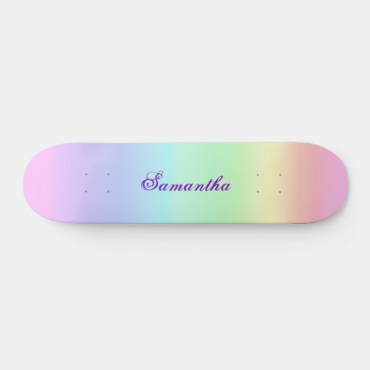 Pastel Rainbow Ästhetischer Lila Name Skateboard (Horizontal)