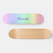 Pastel Rainbow Ästhetischer Lila Name Skateboard (Horizontal)