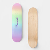 Pastel Rainbow Ästhetischer Lila Name Skateboard (Vorderseite)