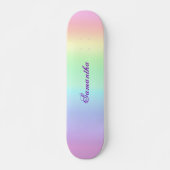 Pastel Rainbow Ästhetischer Lila Name Skateboard (Vorne)
