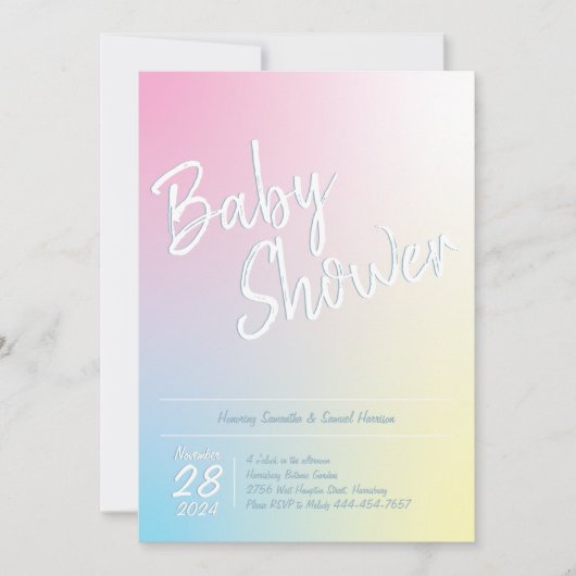 Pastel Rainbow Baby Dusche einfach modern Einladung (Vorderseite)