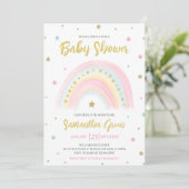 Pastel Rainbow Baby Dusche Einladung (Stehend Vorderseite)