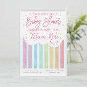 Pastel Rainbow Baby Dusche Einladung (Stehend Vorderseite)