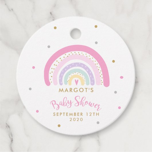 Pastel Rainbow Baby Dusche Geschenkanhänger (Vorderseite)