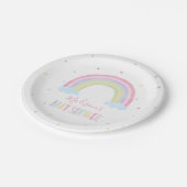 Pastel Rainbow Baby Dusche Pappteller (Schrägansicht)
