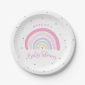 Pastel Rainbow Baby Dusche Pappteller (Vorderseite)