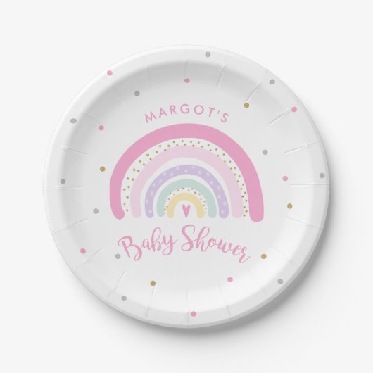 Pastel Rainbow Baby Dusche Pappteller (Vorderseite)
